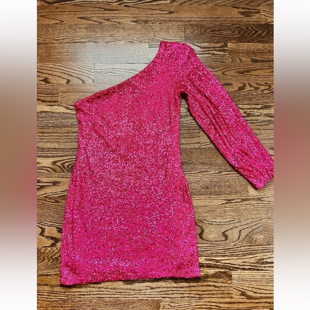 Bb Dakota by Steve Madden Pink Sequin Women’s Dress One Shoulder - Brand New
